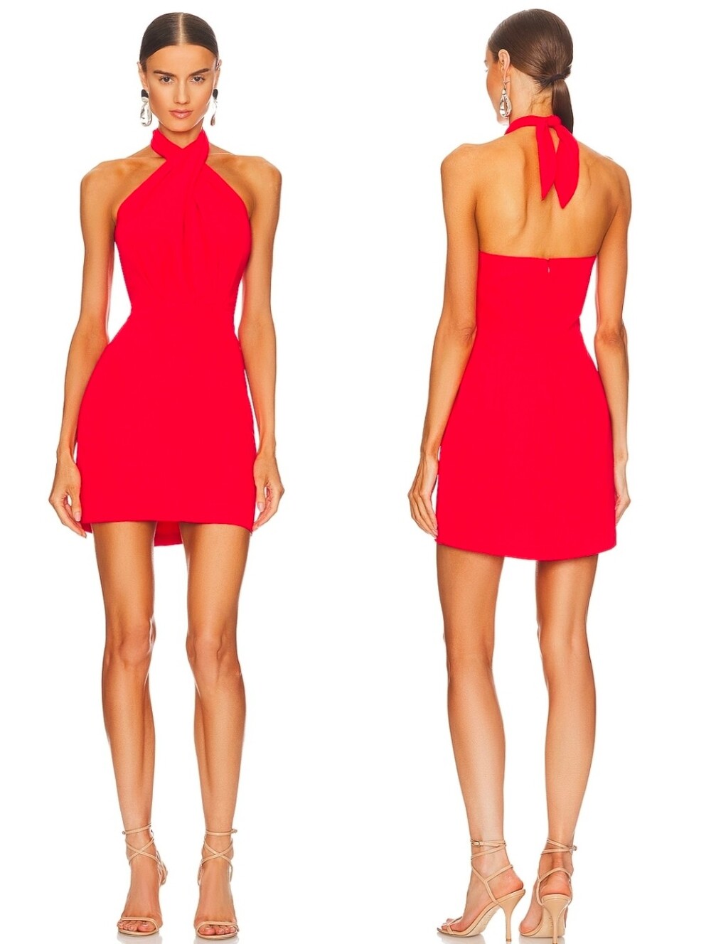 Amanda Uprichard Red Mezcal Twist Halter Mini Dress